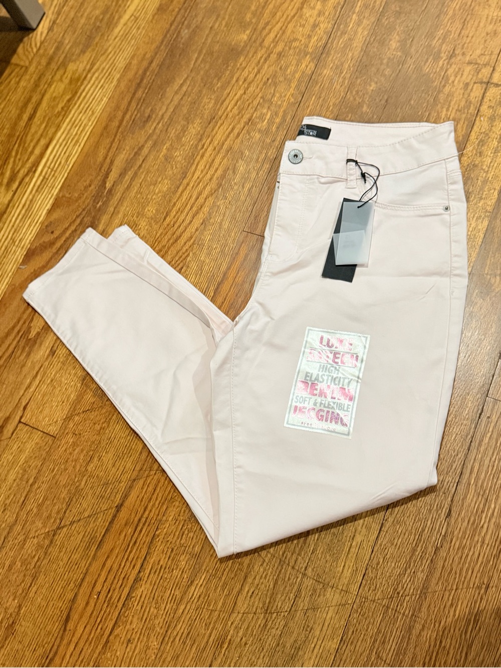 Stitch Star Women’s Light Pink Stretch Jeans Mid Rise Skinny 12